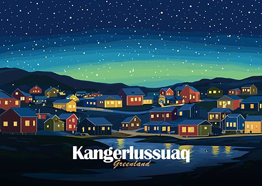 Kangerlussuaq Greenland Nightscape Illustration