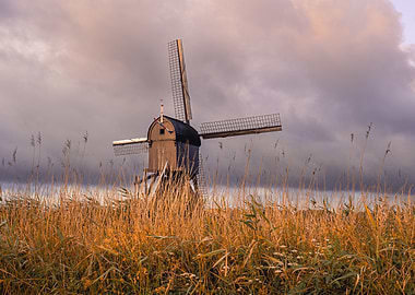 Dutch Windmill Sunrise Landscape