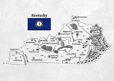 Hand Drawn Map of Kentucky