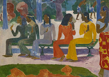 Tahitian Women on the Bench Painting