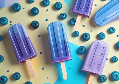 Blueberry Popsicles Still Life