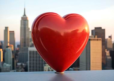Red Heart in New York Cityscape