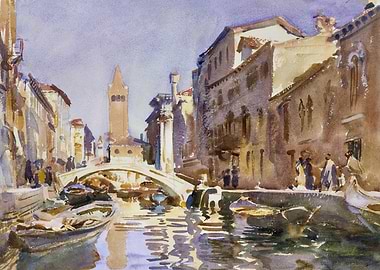 Venetian Canal Watercolor Painting