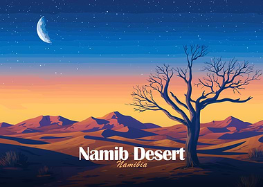 Namib Desert Landscape at Night