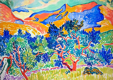 Colorful Landscape Painting with Trees
