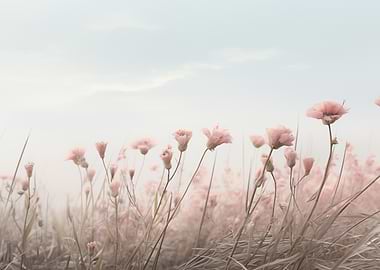 Pink Flowers Field Nature