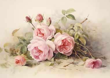 Pink Roses Floral Painting