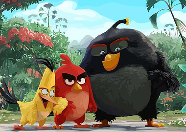 Angry Birds Trio in Lush Setting