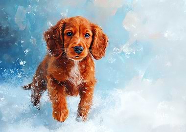 Cute Irish Setter Puppy Painting