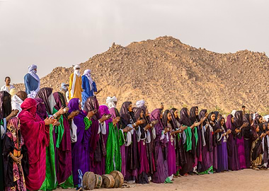 Traditional Sahrawi women's dance in the desert