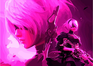 Nier Automata 2B Pink Digital Art