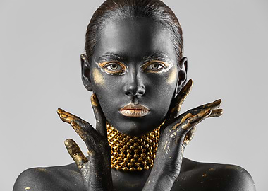 Woman with Black and Gold Body Paint