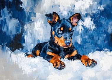 Doberman Puppy in Snow | Doberman lovers decor