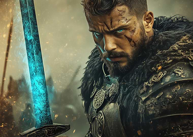 Warrior with Glowing Sword