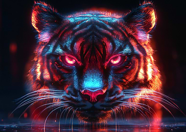 Neon Tiger Portrait