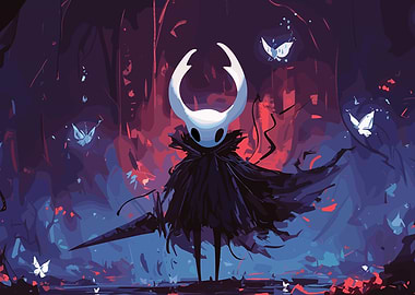 Hollow Knight in a Dark Forest