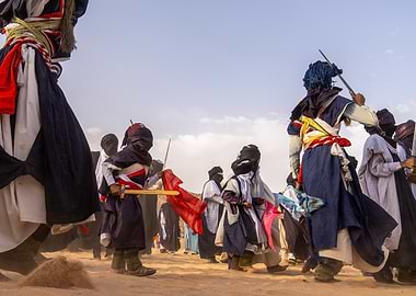 Tuareg people performing a traditional dance
