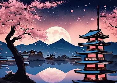 Japanese Pagoda Cherry Blossoms