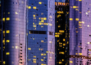 Modern Skyscraper Facade at Night