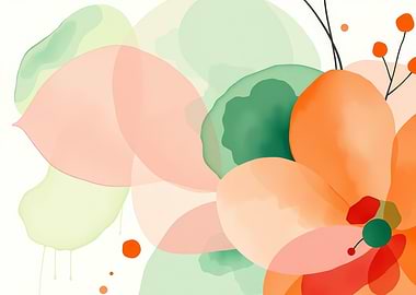 Abstract Floral Watercolor Painting