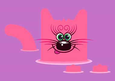 Cartoon Pink Cat Illustration
