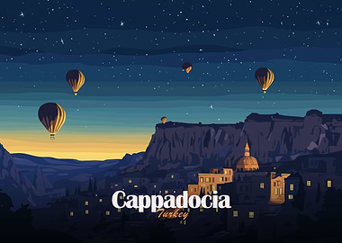 Cappadocia Turkey Hot Air Balloons Night
