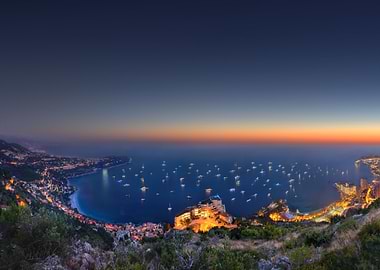 monaco coastline at dusk