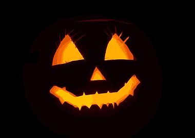 Glowing Jack-o'-Lantern on Black Background