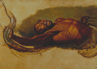 Man with Fish, Oil Painting