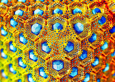 Abstract Blue and Yellow Hexagonal Pattern