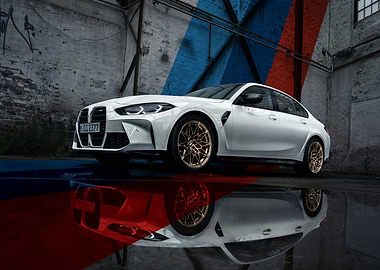 White BMW M3 with Gold Rims