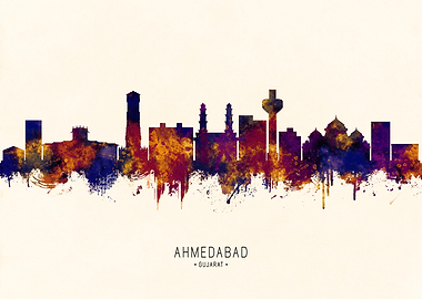 Ahmedabad Skyline Watercolor