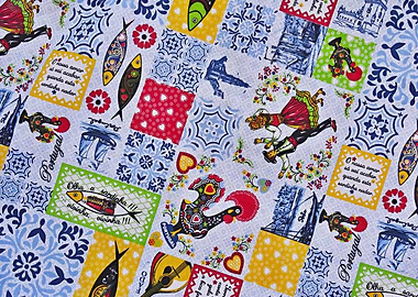 Portugal Themed Patchwork Fabric
