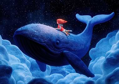 Girl Whale Through Sky
