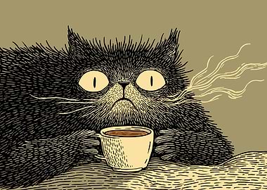 Grumpy Cat with Coffee Cup