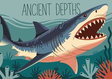 Ancient Depths Shark Illustration