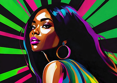 Vibrant Portrait with Geometric Background