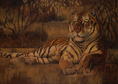 Resting Tiger Painting