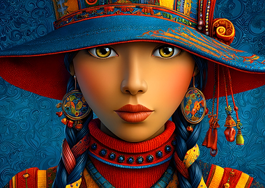 Portrait of a woman with hat