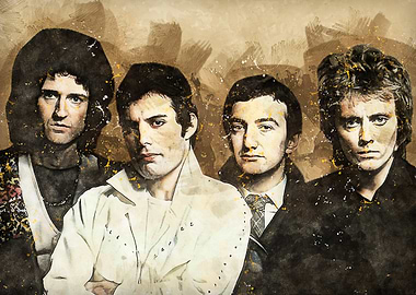 Queen Band Watercolor Portrait