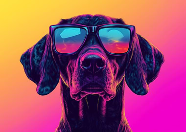 Cool german pointerDog with Sunglasses Portrait