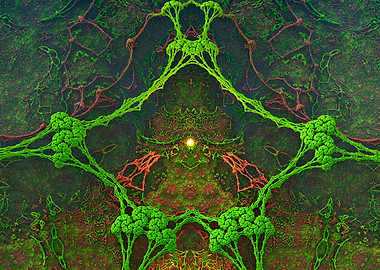 Abstract Green and Brown Fractal Art