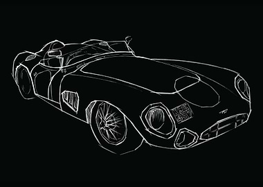 Aston Martin DBR1 Sketch on Black