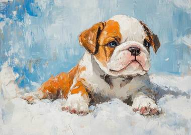 Bulldog Puppy Oil Painting | Bulldog puppy decor