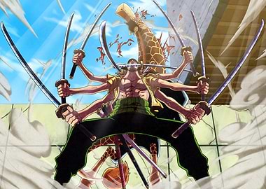 Iconic Painted Zoro vs Kaku' Poster, picture, metal print