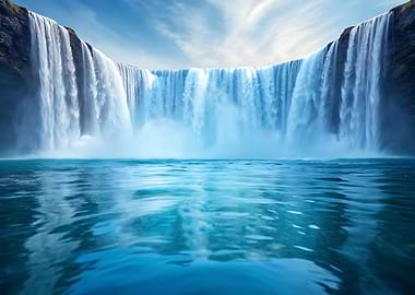 Majestic Waterfall Landscape with Blue Water