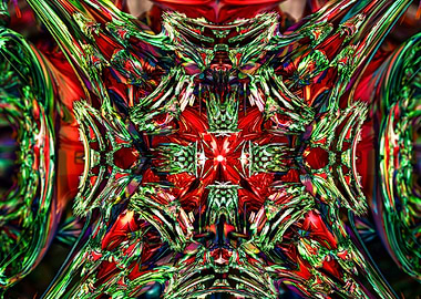 Abstract Red and Green Kaleidoscope