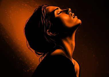 Woman's Silhouette in Orange Light