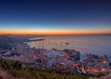 monaco cityscape at sunset