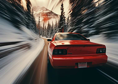 Car Speeding Through Winter